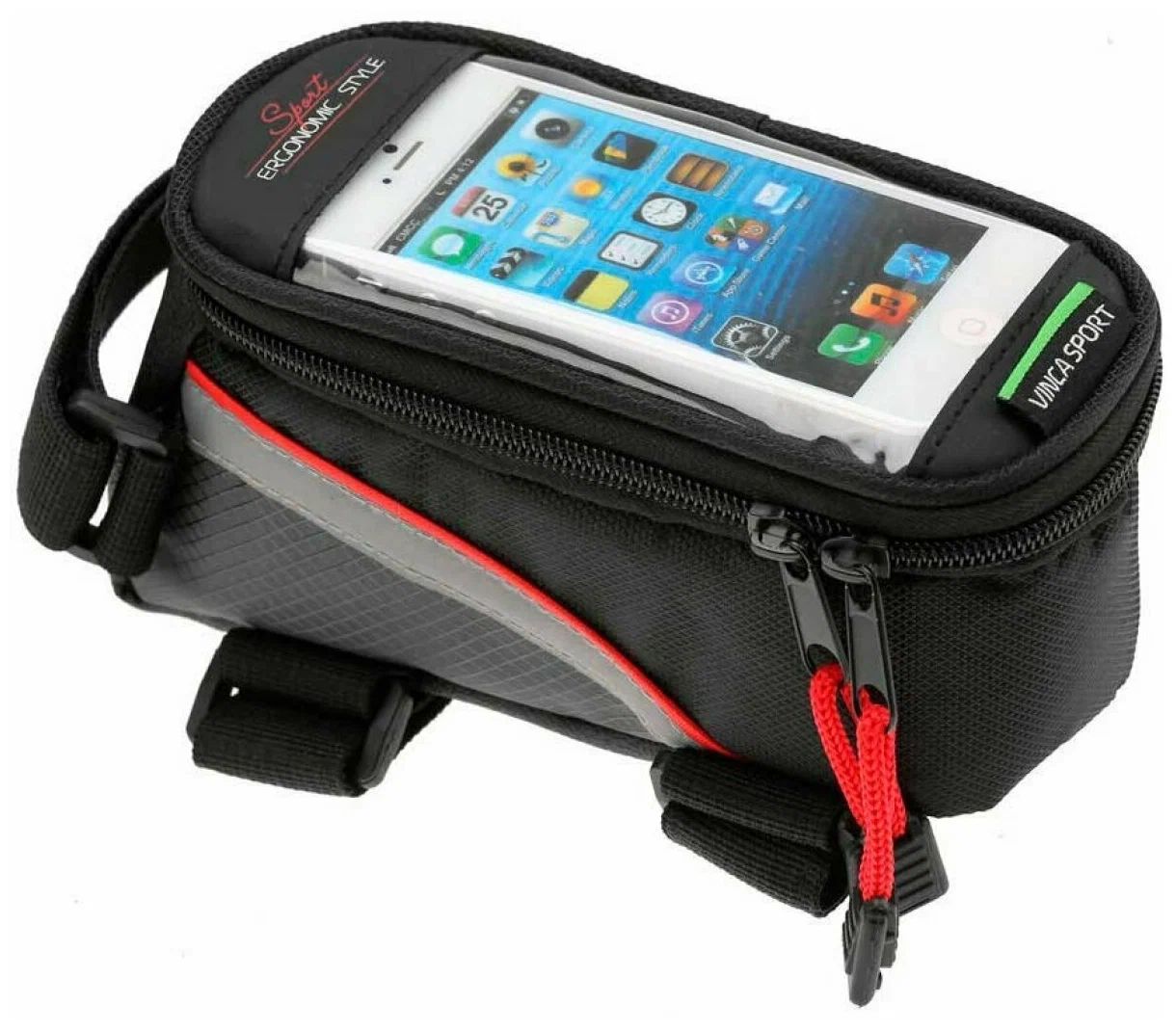 

Велосумка на раму VINCA SPORT FB-07L (черно-красная), Черный;красный;серый, FB-07L
