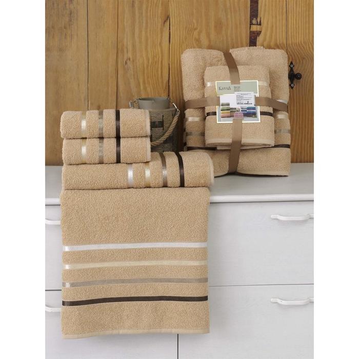 

KARNA Комплект махровых полотенец Bale, 50 х 80 см - 2 шт, 70 х 140 см - 2 шт, горчичный