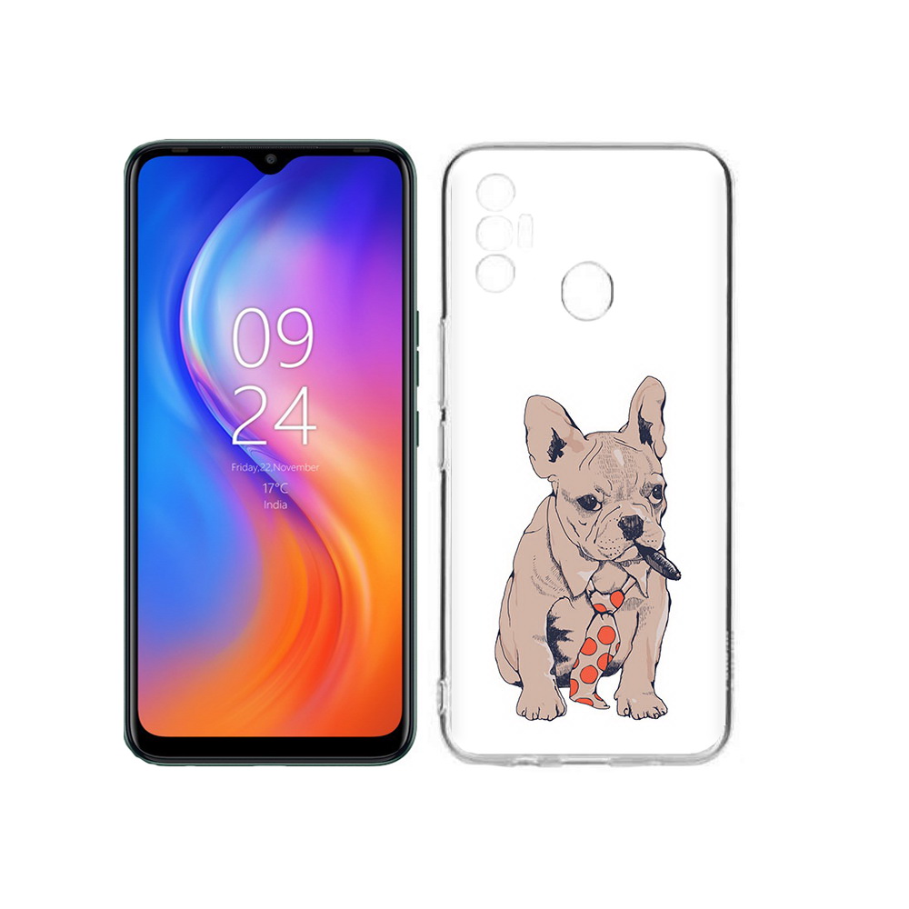 

Чехол MyPads Tocco для Tecno Spark 7 бульдог с сигарой, Прозрачный, Tocco
