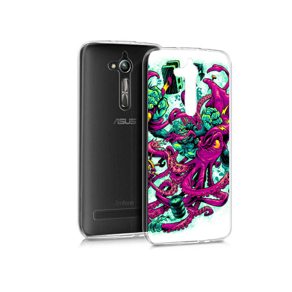 

Чехол MyPads Tocco для Asus ZenFone Go (ZB500KL) фиолетовый кракен, Прозрачный, Tocco