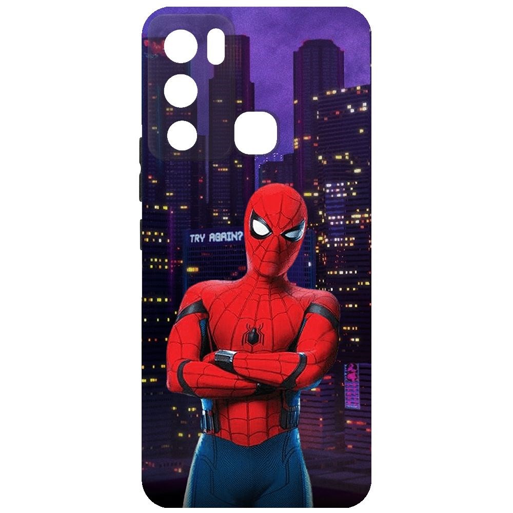 

Чехол-накладка Krutoff Soft Case Человек-Паук. На крыше для INFINIX Hot 12i черный