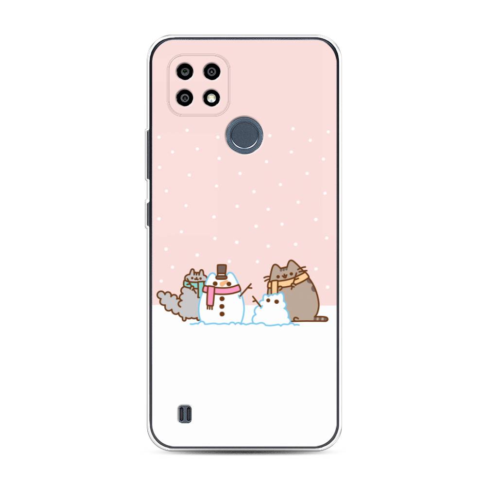 

Чехол на Oppo Realme C21Y "Котики в снегу", Розовый;белый;серый, 2510950-5