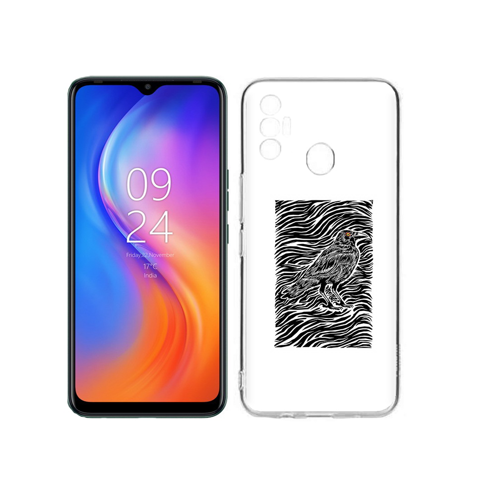 

Чехол MyPads Tocco для Tecno Spark 7 ворон в абстракции, Прозрачный, Tocco