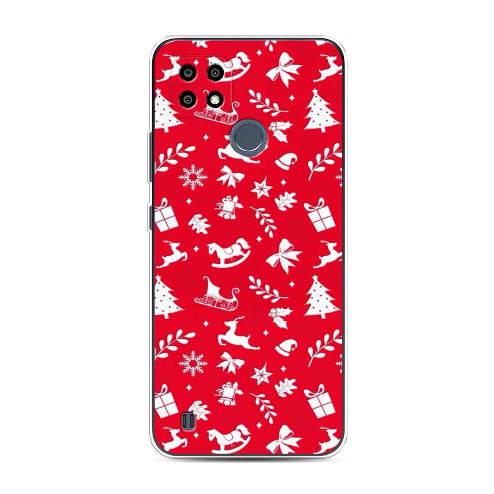 

Чехол на Oppo Realme C21Y "Красный новогодний фон", Красный;белый, 2510950-5