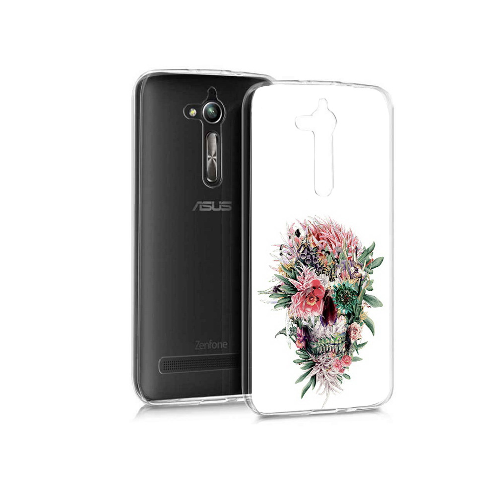 

Чехол MyPads Tocco для Asus ZenFone Go (ZB500KL) череп из цветов, Прозрачный, Tocco
