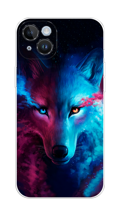 

Чехол Awog на Apple iPhone 14 Plus "Волшебный волк", Голубой;розовый, 15350-1