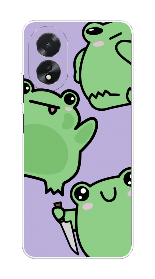 

Чехол на Oppo A38/A18 "Опасные лягушата", Фиолетовый;зеленый;черный, 2515350-1