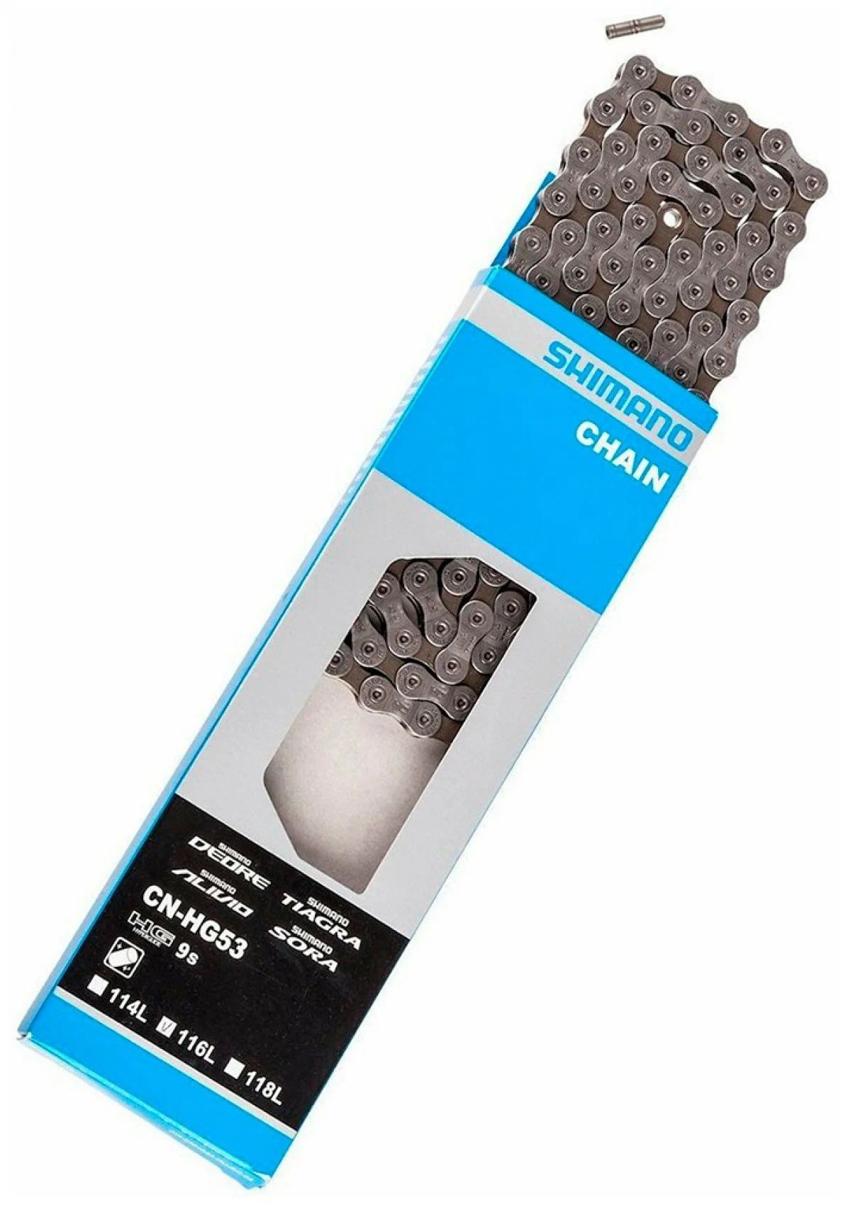 

Цепь SHIMANO Deore HG53 (116 звеньев) 9ск., Черный, HG53