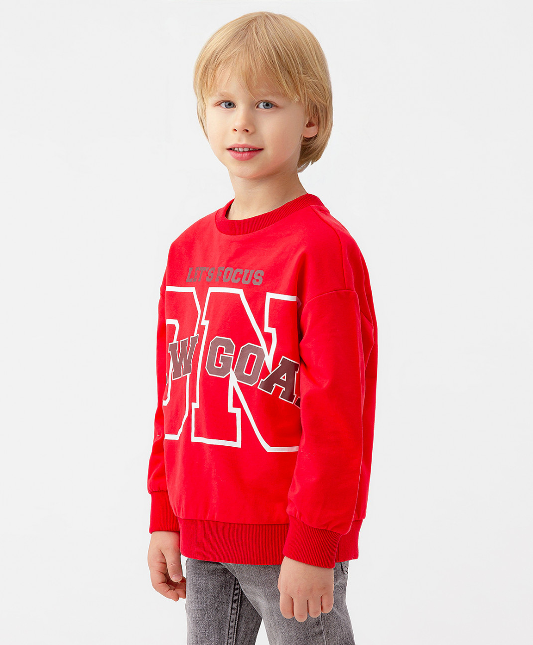 

Свитшот детский Button Blue 123BBBMC16013500, цвет красный, размер 128, 123BBBMC16013500