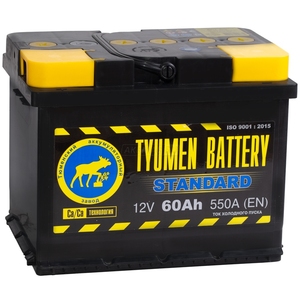 

Аккумулятор Tyumen Standard 60 Ач 550А обр. пол.