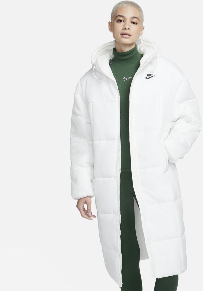 Пальто женское Nike W Sportswear Classic Puffer Therma-FIT Loose Hooded Parka белое XS