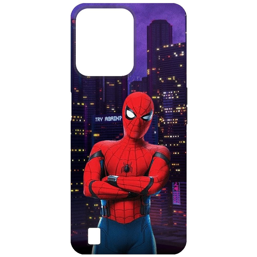 

Чехол-накладка Krutoff Soft Case Человек-Паук. На крыше для Realme C31 черный