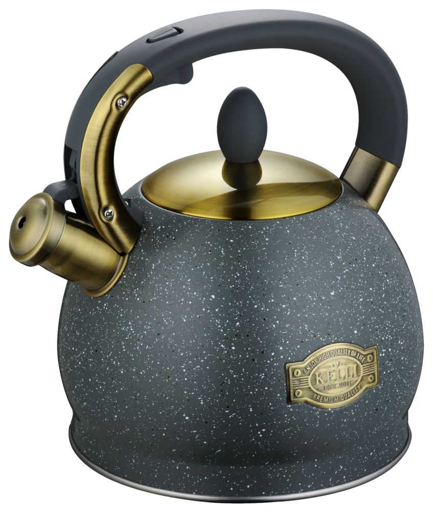 Чайник металлический на газ серый мрамор 3л KL-4555