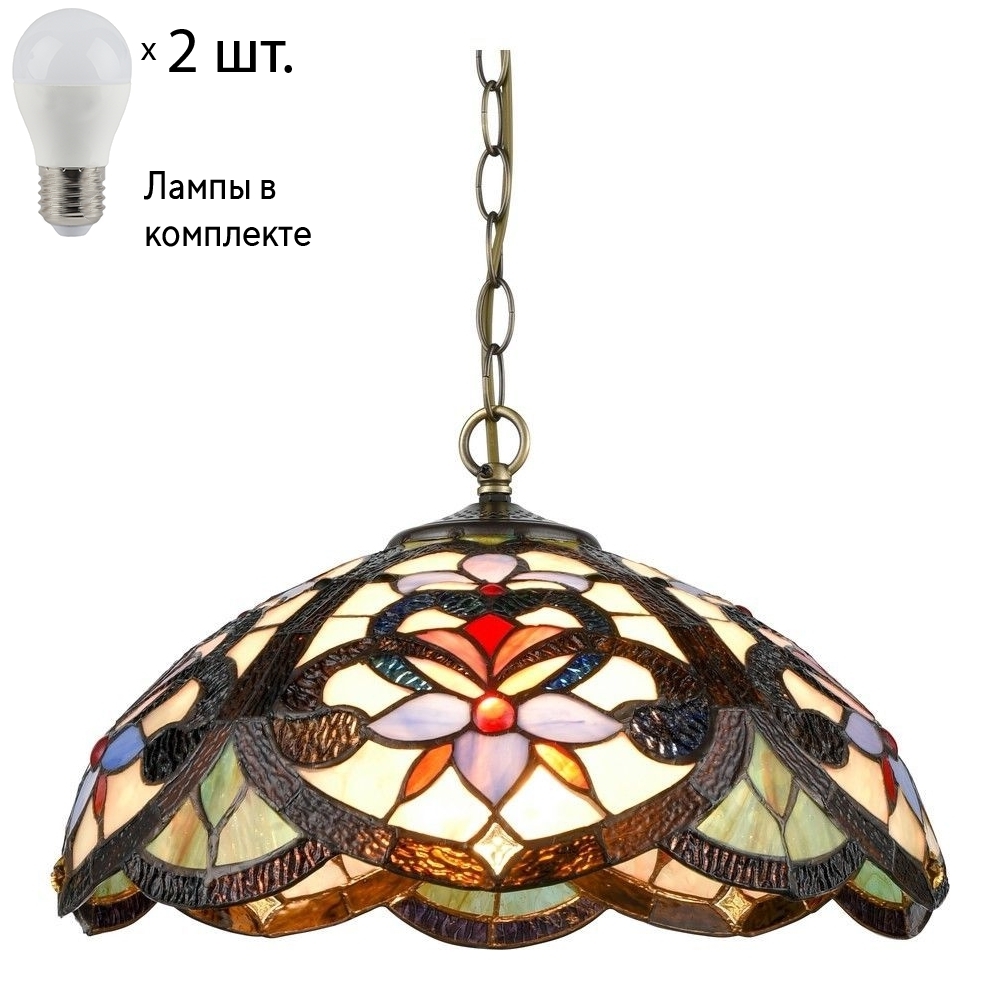 

Подвесной светильник с лампочками Velante Тиффани 826-806-02+Lamps E27 P45