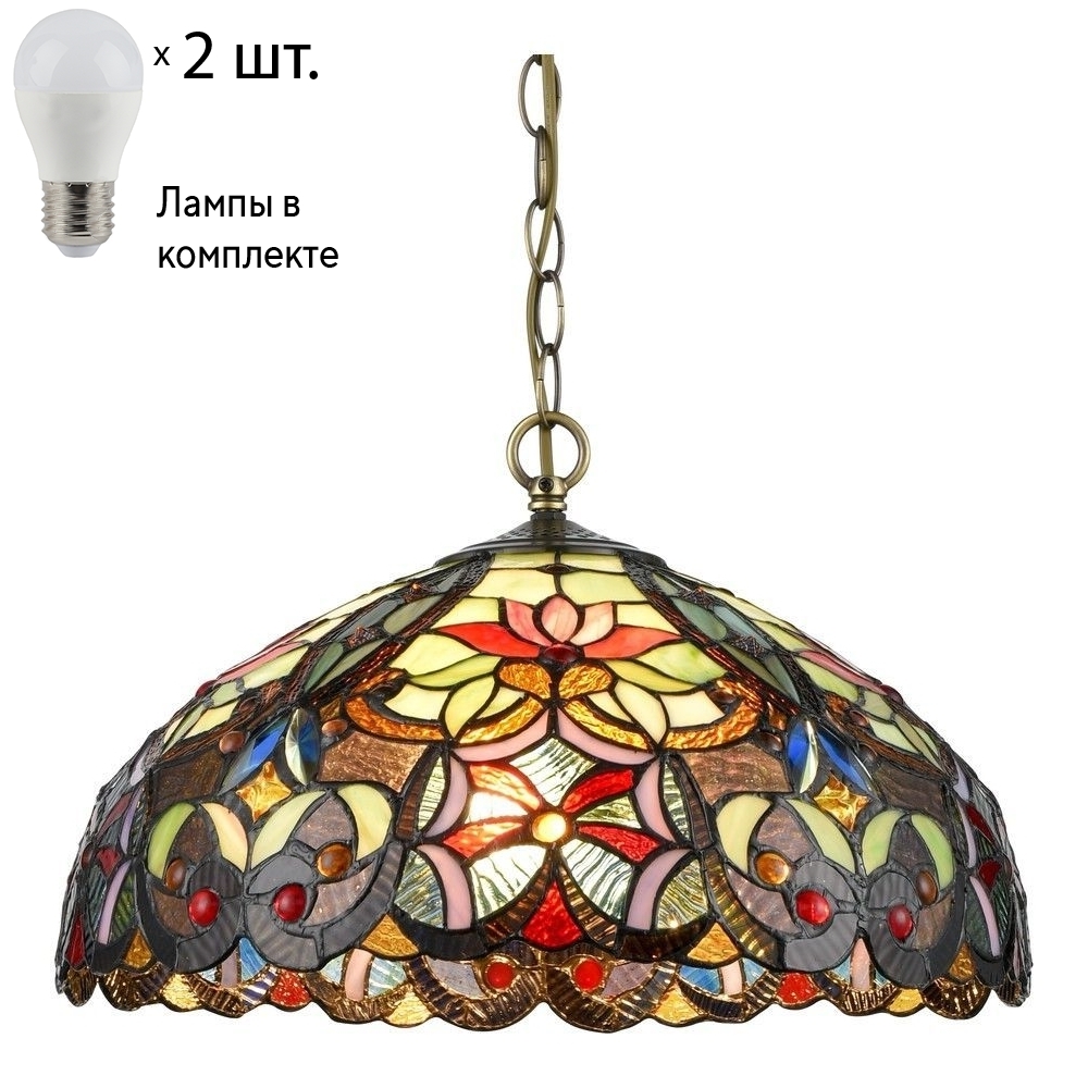 

Подвесной светильник с лампочками Velante Тиффани 825-806-02+Lamps E27 P45