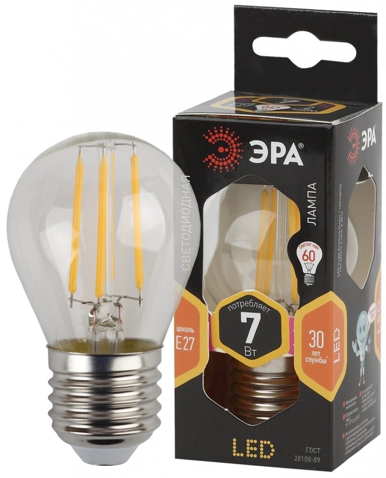 

F-LED P45-7W-827-E27 Лампа светодиодная, шар, 7Вт, 2700К, E27 Эра Б0035591