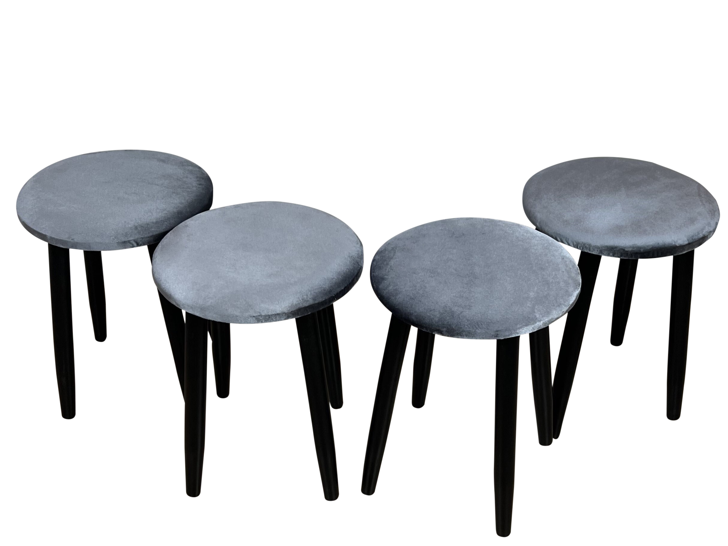 фото Комплект табуретов solarius мокка, круглые сиденья серого цвета на черных ножках, 4 шт.