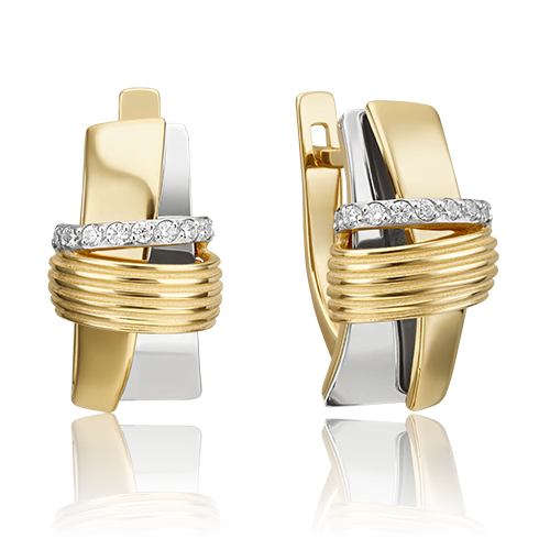 

Серьги из комбинированного золота с фианитом PLATINA jewelry 02-4595-00-401-1121-23, 02-4595-00-401-1121-23