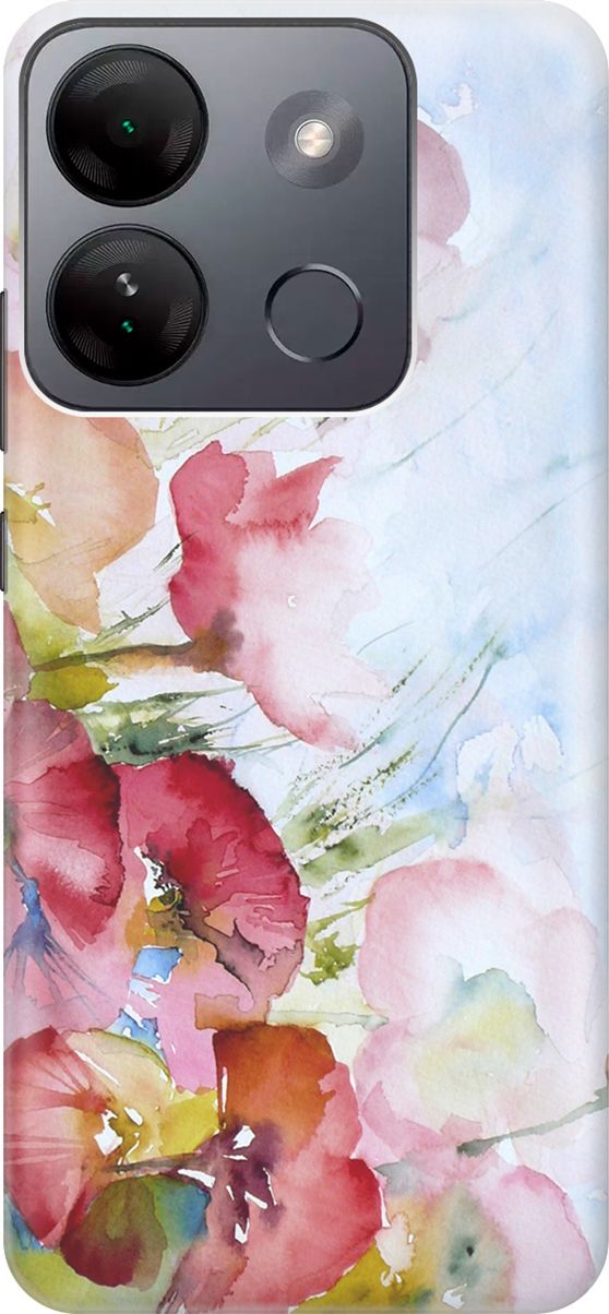 

Чехол на Infinix Smart 7 HD "Акварельные цветы", Голубой;зеленый, 159430