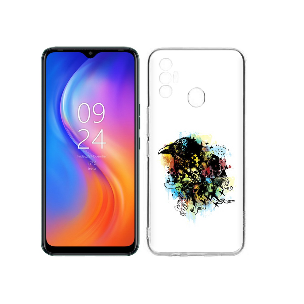 

Чехол MyPads Tocco для Tecno Spark 7 ворон и черепа, Прозрачный, Tocco
