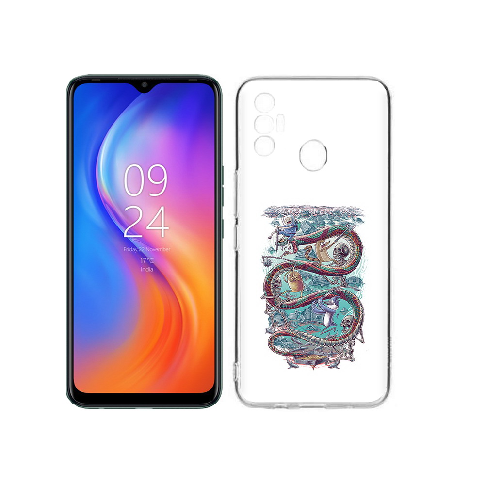 

Чехол MyPads Tocco для Tecno Spark 7 время приключений страшилка, Прозрачный, Tocco