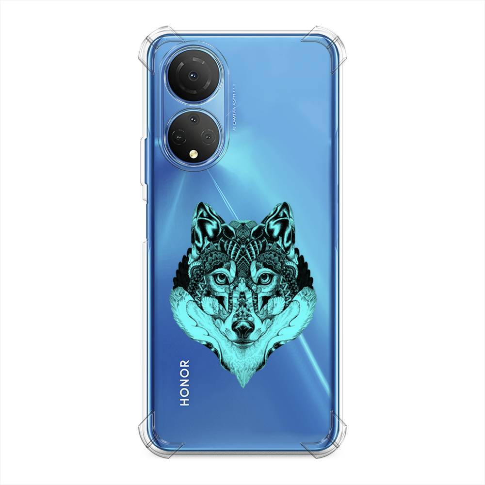 

Чехол Awog на Honor X7 2022 "Бирюзовый волк", Голубой;черный, 6108851-1