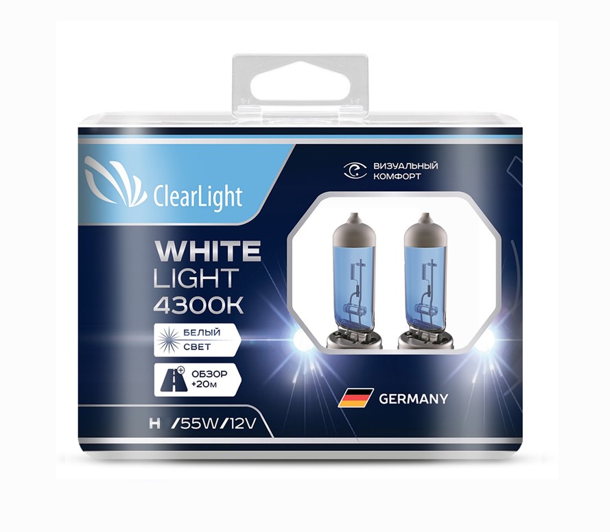 фото Лампа галогеновая clearlight h7 whitelight (2шт)