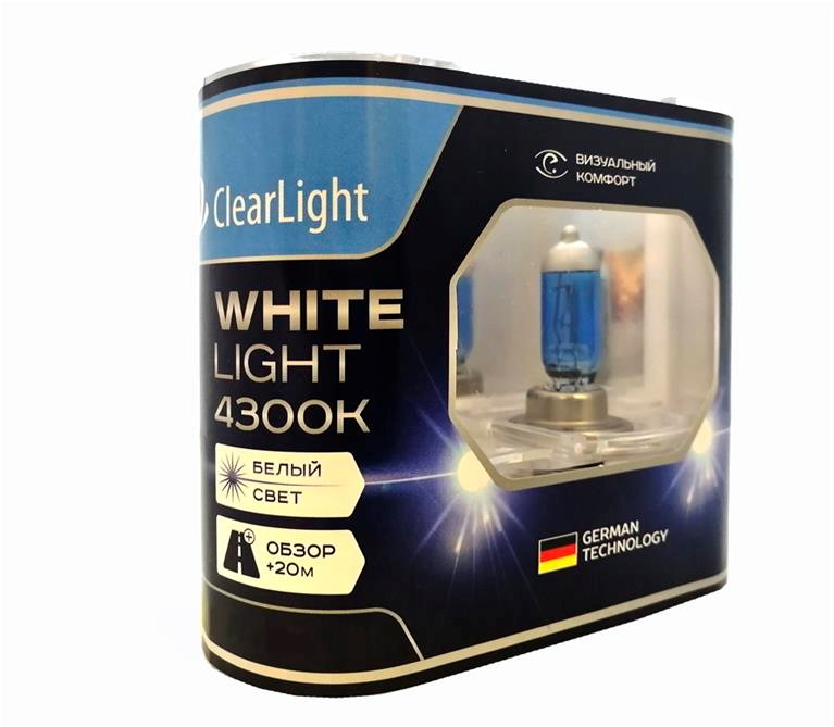 фото Лампа галогенная автомобильная clearlight 55w whitelight 2 шт (mlh3wl)