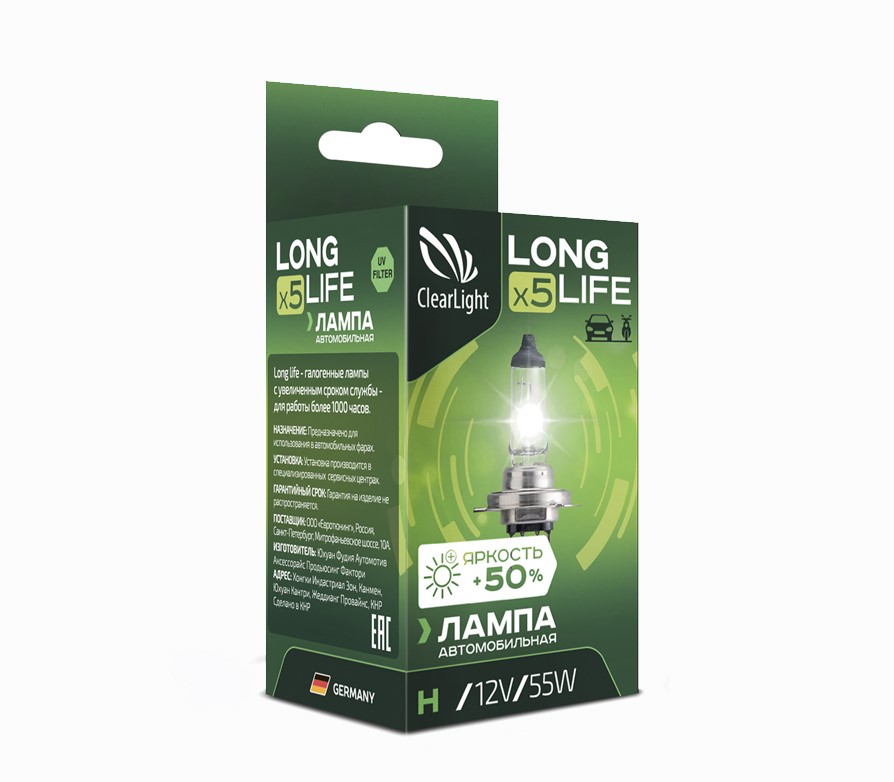 фото Лампа галогеновая clearlight h4 longlife (1шт)