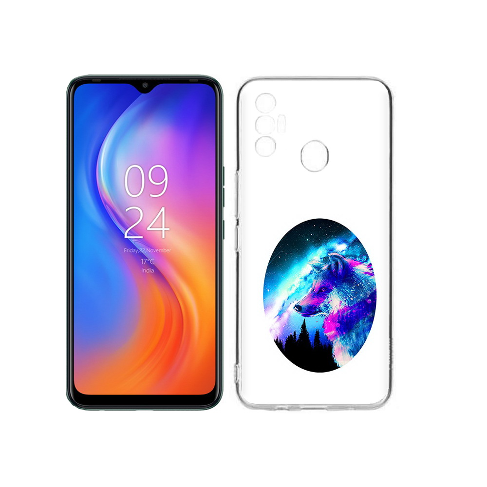 

Чехол MyPads Tocco для Tecno Spark 7 голубой волк, Прозрачный, Tocco