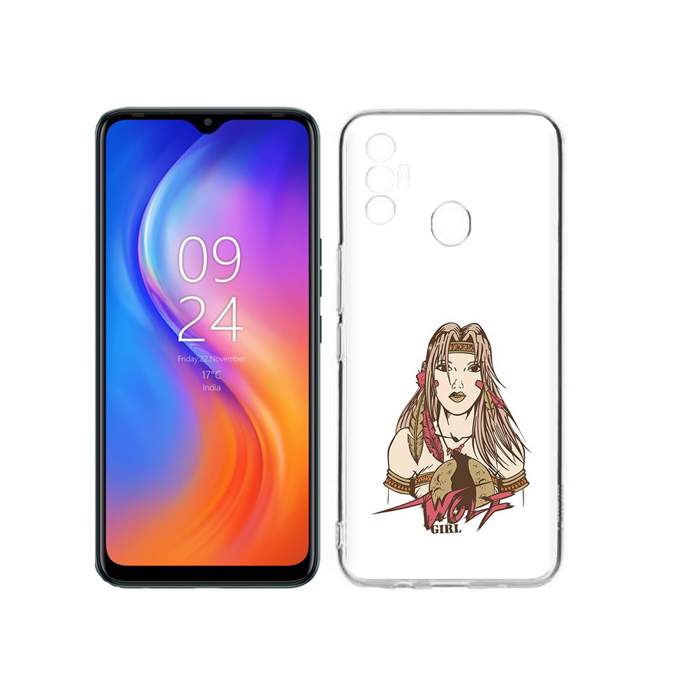 

Чехол MyPads Tocco для Tecno Spark 7 девушка волк, Прозрачный, Tocco