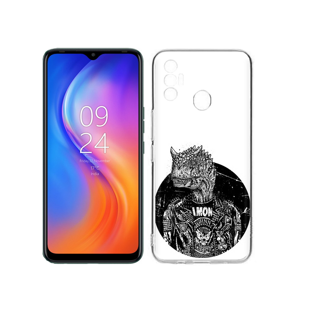 

Чехол MyPads Tocco для Tecno Spark 7 динозавр в куртке, Прозрачный, Tocco