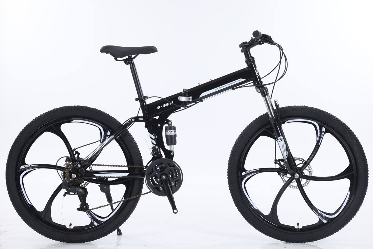 Велосипед складной на литых дисках CRUZER 555 год 2024 цвет черный на рост 145-185
