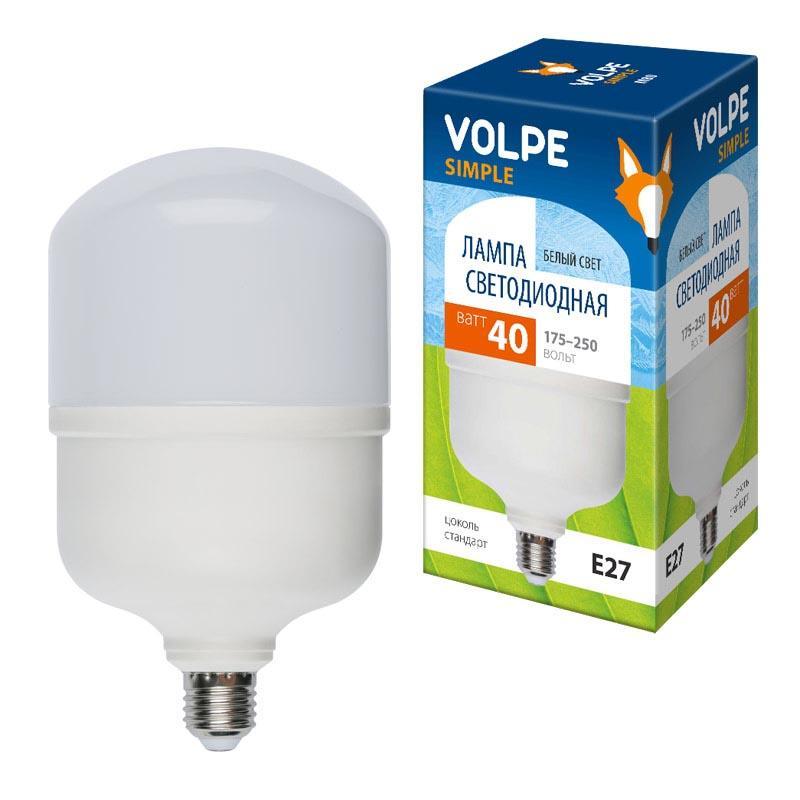 фото Лампа led сверхмощная volpe e27 40w 4000k матовая led-m80-40w/nw/e27/fr/s ul-00002905