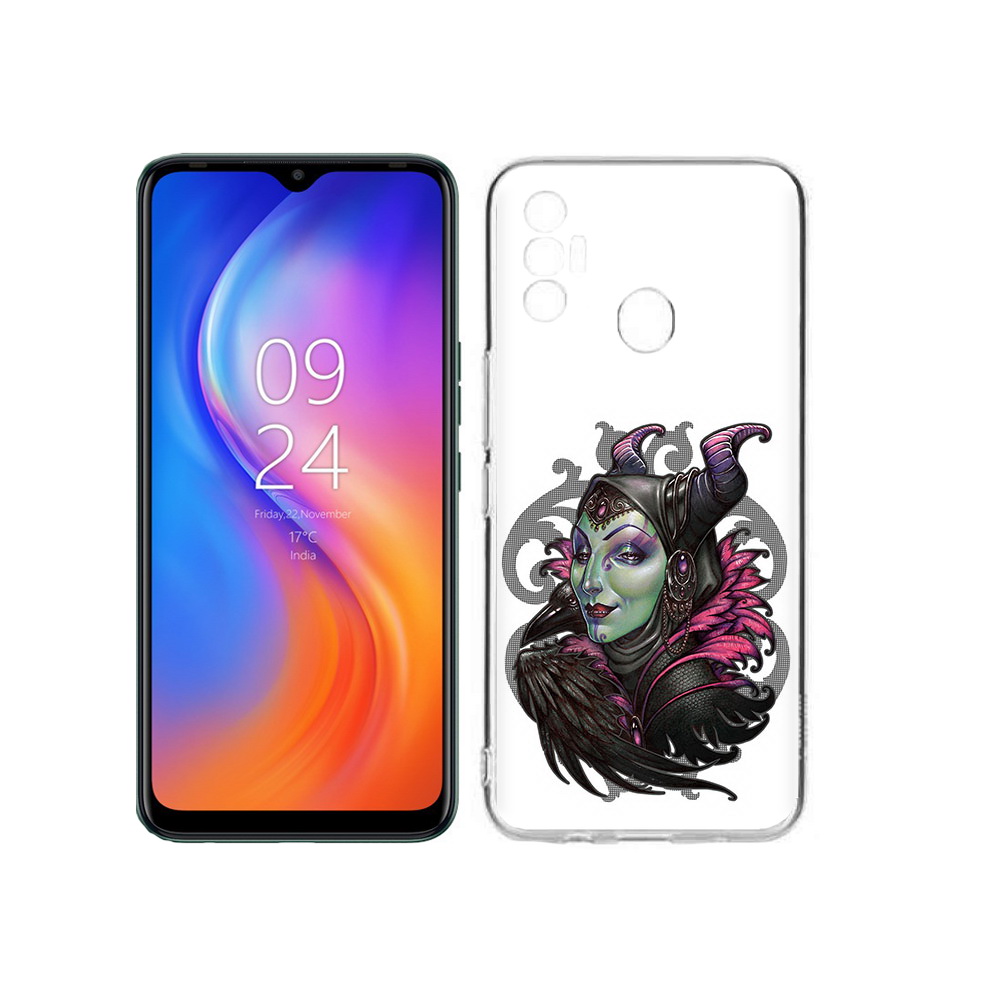 

Чехол MyPads Tocco для Tecno Spark 7 зеленая девушка с вороном, Прозрачный, Tocco