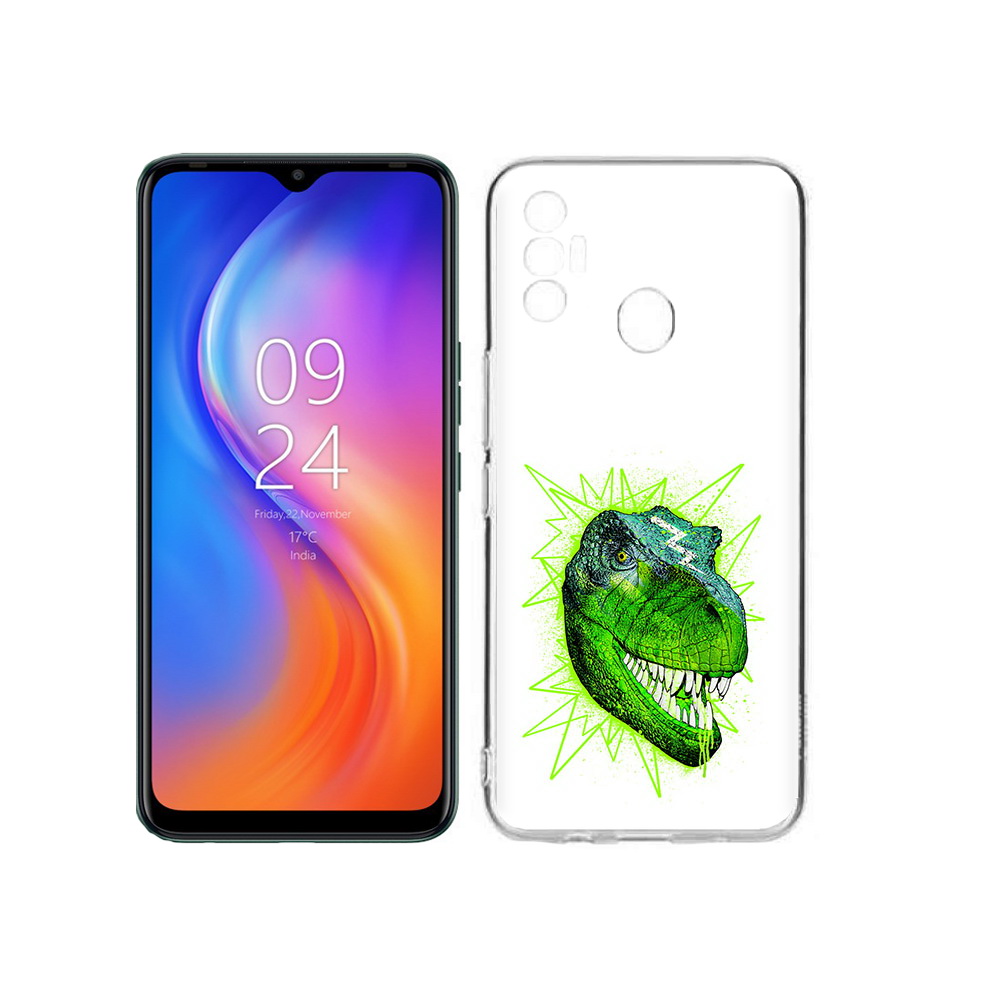 

Чехол MyPads Tocco для Tecno Spark 7 зеленый динозавр, Прозрачный, Tocco