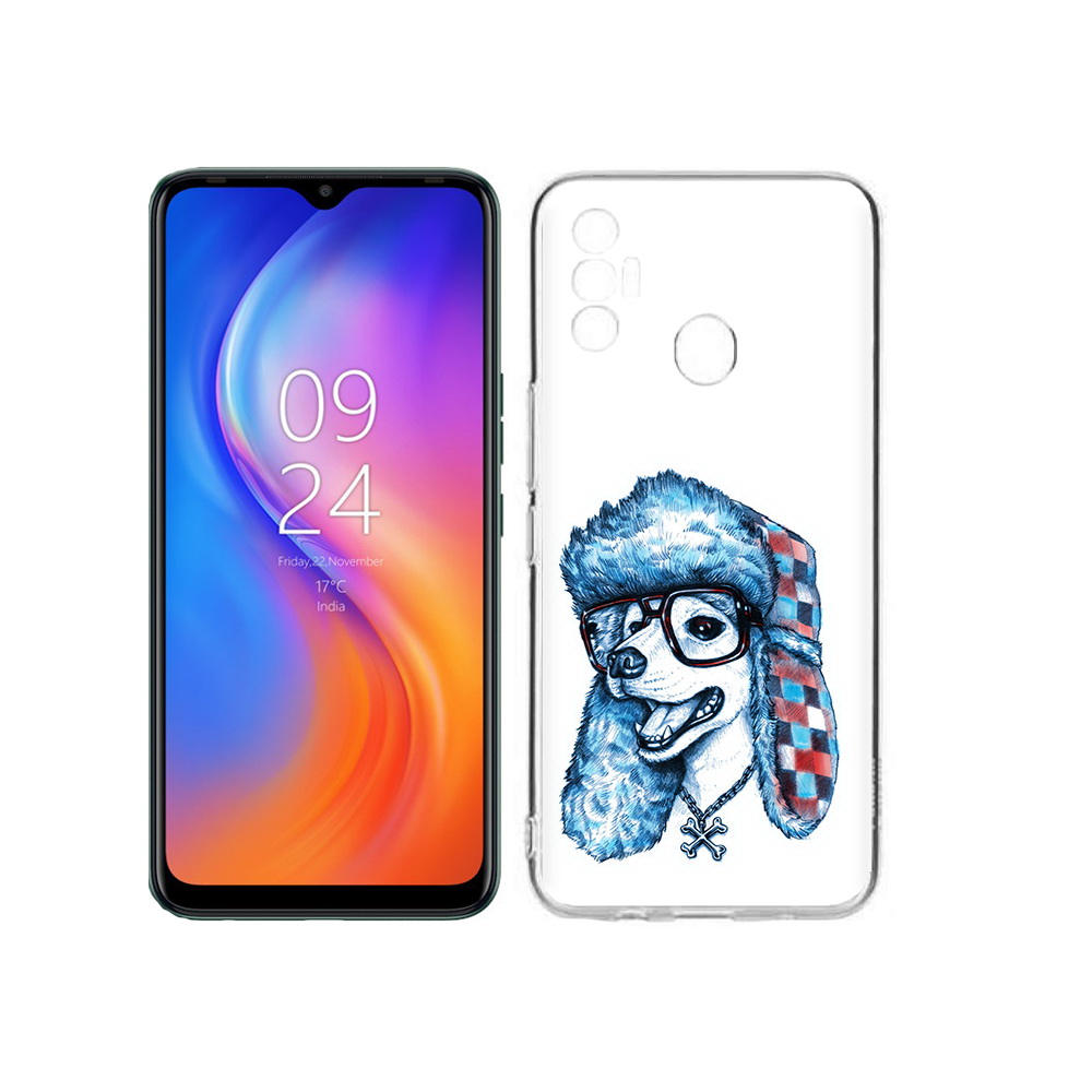 

Чехол MyPads Tocco для Tecno Spark 7 зимний пес, Прозрачный, Tocco