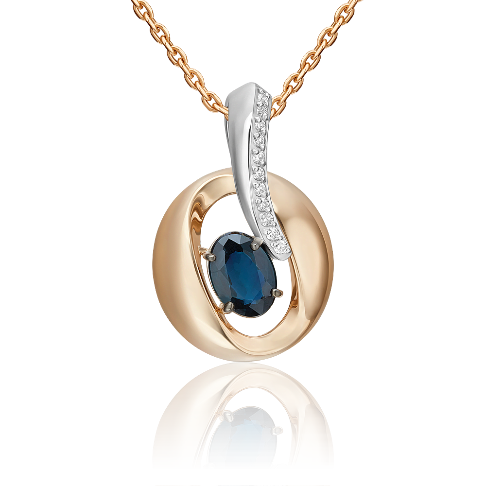 

Кулон из красного/белого золота PLATINA jewelry 03-3455-00-105-1111, сапфир/бриллиант, 03-3455-00-105-1111