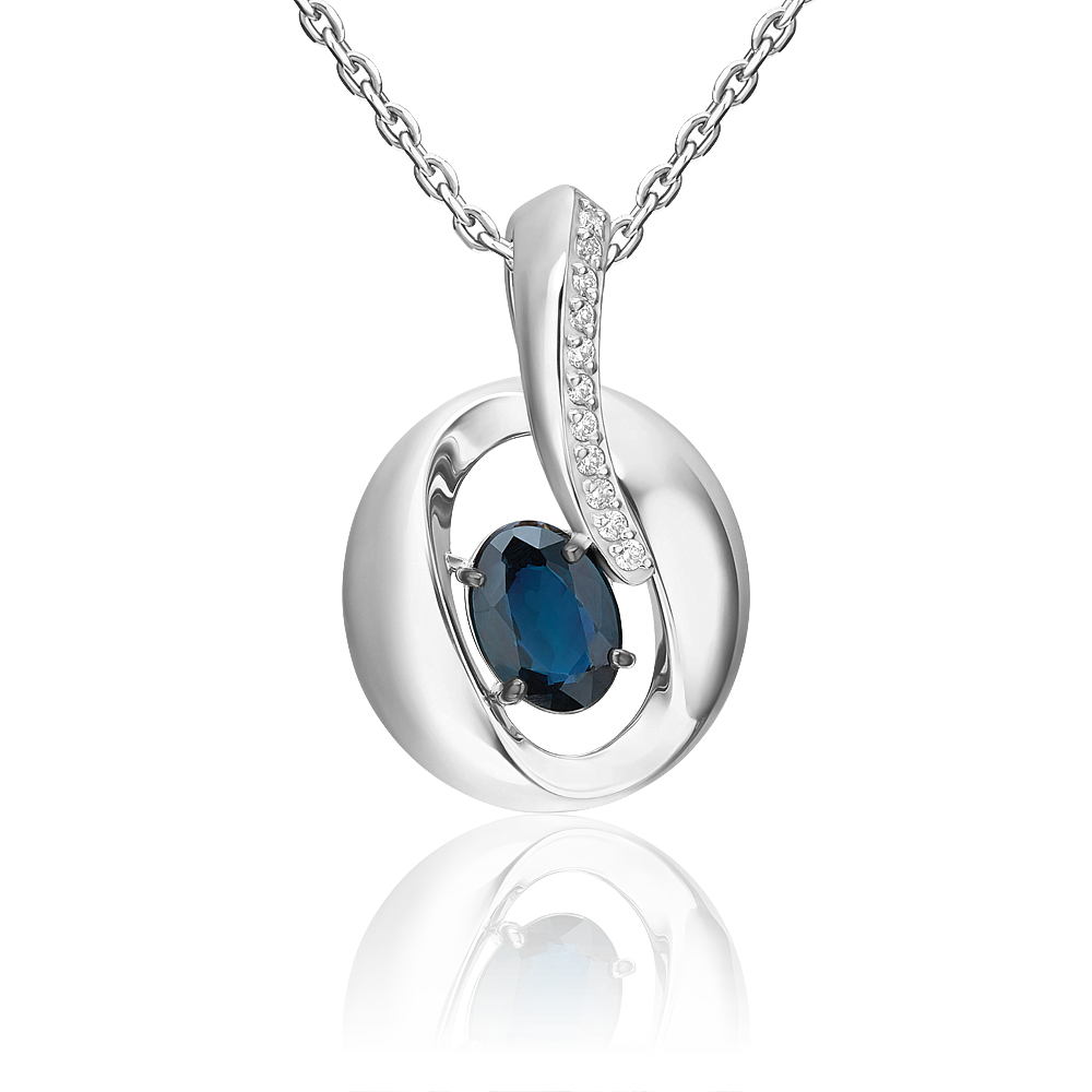 

Кулон из белого золота PLATINA jewelry 03-3455-00-105-1120, сапфир/бриллиант, 03-3455-00-105-1120