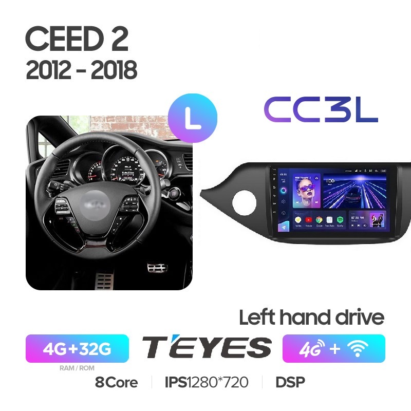 

Магнитола Teyes CC3L 4/32 Kia Ceed 2012 - 2018 матовая рамка, CC3