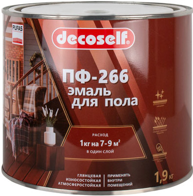 DECOSELF эмаль ПФ-266 для деревянного пола красно-коричневая (1,9кг)