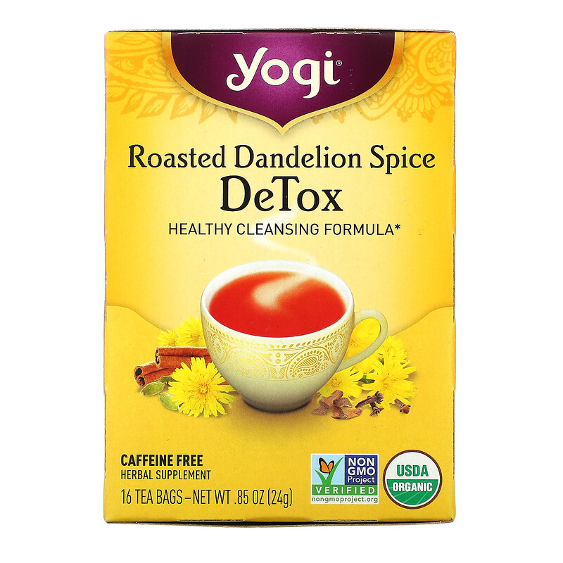 Чай в пакетиках Yogi Tea Roasted Dandelion Spice Detox, без кофеина, 16 пакетиков