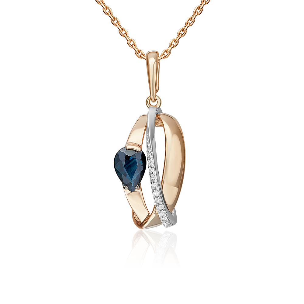 

Кулон из красного/белого золота PLATINA jewelry 03-3474-00-105-1111, сапфир/бриллиант, 03-3474-00-105-1111