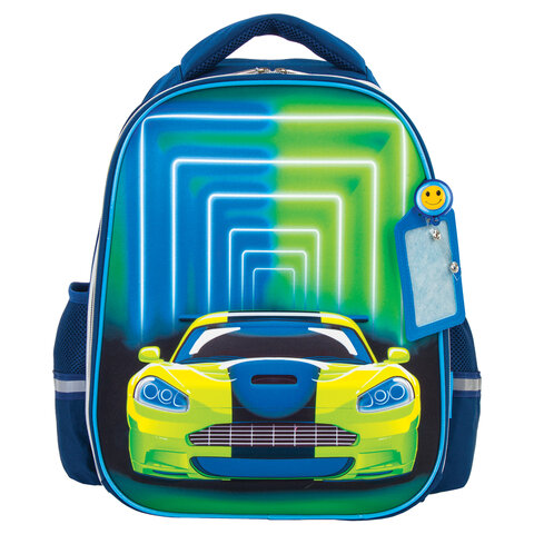 

Ранец Юнландия LIGHT "Neon car" 38х29х16 см 2299170, Синий, Light Neon car