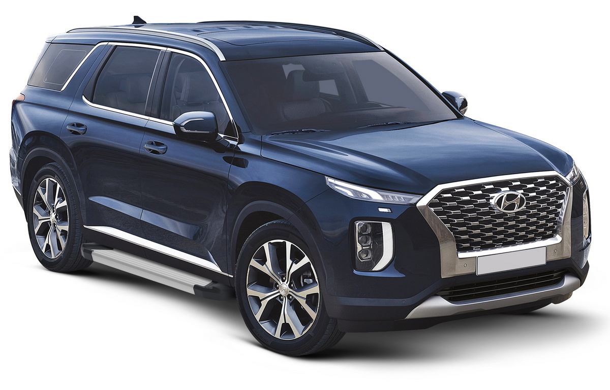 фото Пороги на автомобиль "silver" rival для hyundai palisade 2020-н.в., 193 см, f193al.2311.1