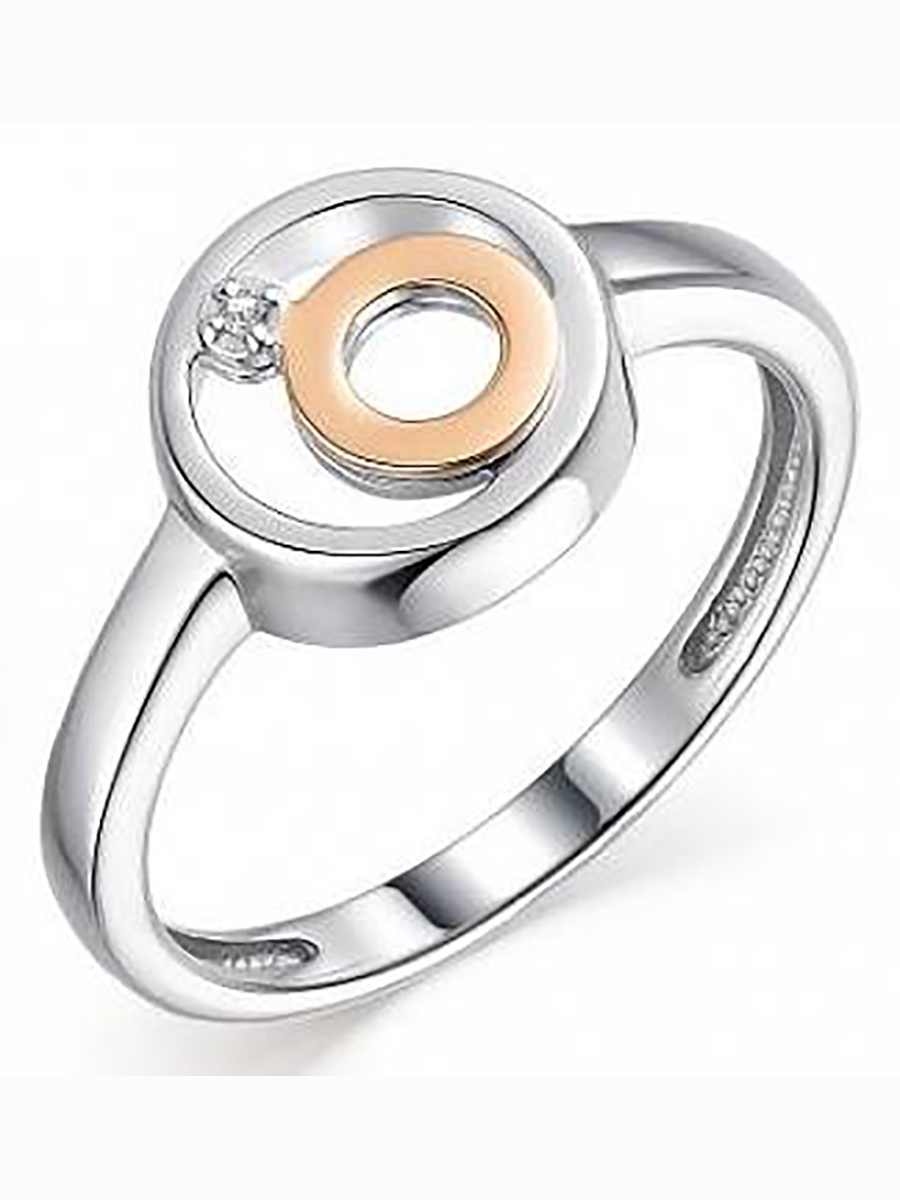 

Кольцо с 1 бриллиантом из серебра и золота р. 18 Алкор серебро 01-1808_000Б-00, 01-1808_000Б-00