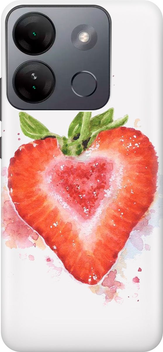 

Чехол на Infinix Smart 7 HD "Акварельная клубничка", Белый;красный, 159425