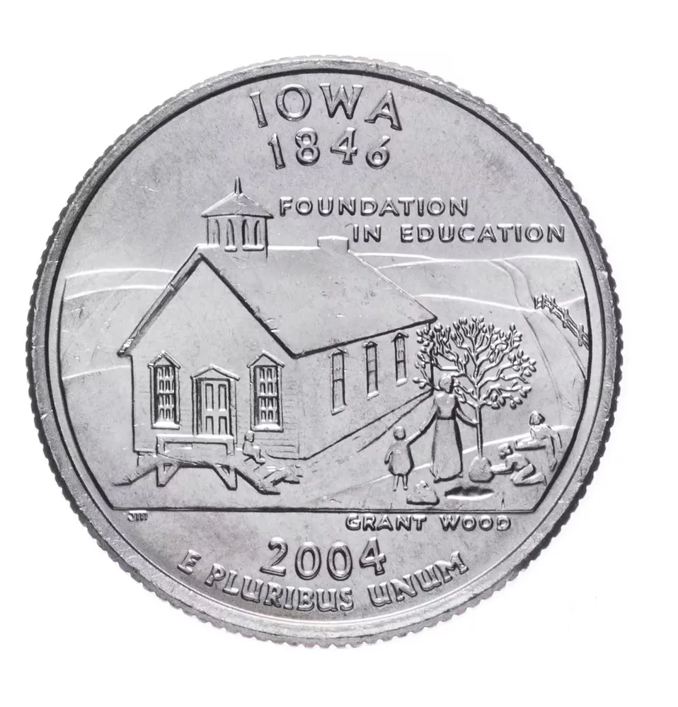 

Памятная монета 25 центов квотер Штаты и территории. Айова. США, 2004 г. в. без обр