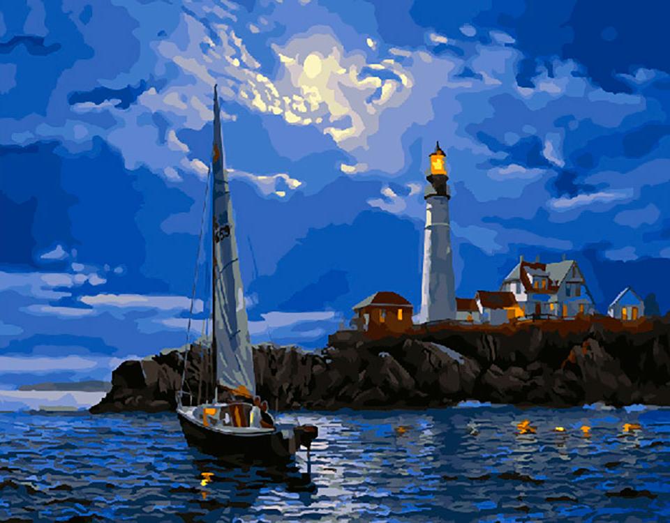 

Картина по номерам ВанГогВоМне Ночь на море, 40x50, Ночь на море
