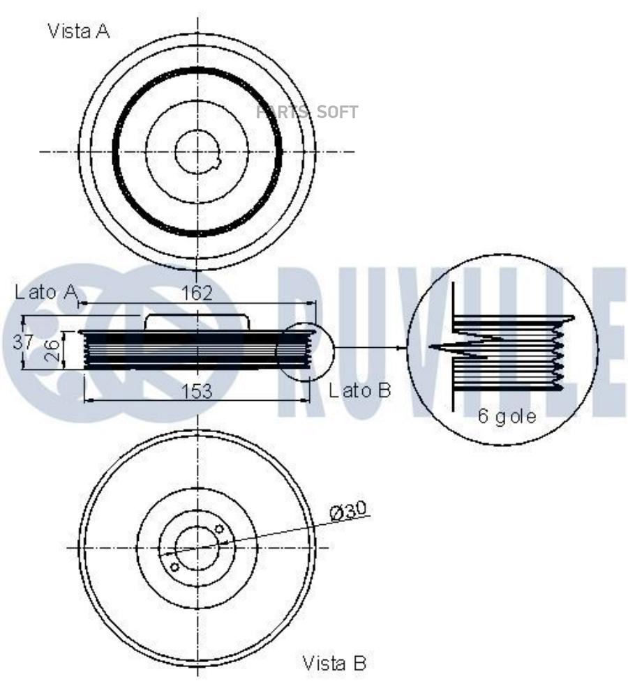 520222 Шкив Коленвала Peugeot 206306406Boxer 19D20D22Hdi 95 10163₽